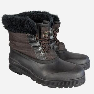 Sorel 90s Women's 11 Black Snow Boot Faux Fur Cuff Lace Up Winter Duck Boot